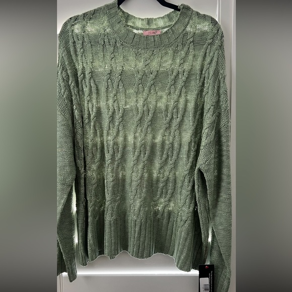 P.S. Love 1XL/ 2XL NWT sage green cable sweater 💚💚 - Picture 1 of 3